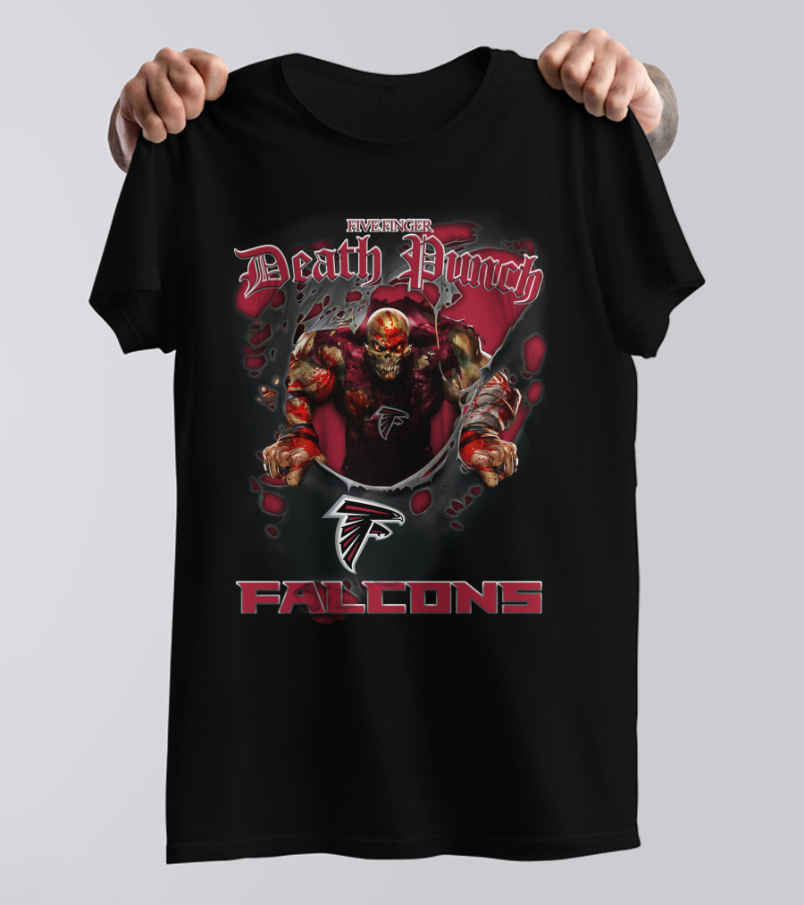 Five Finger Death Punch Nfl Atlanta Falcons Harley Davidson Motorcycle Biker T-Shirt