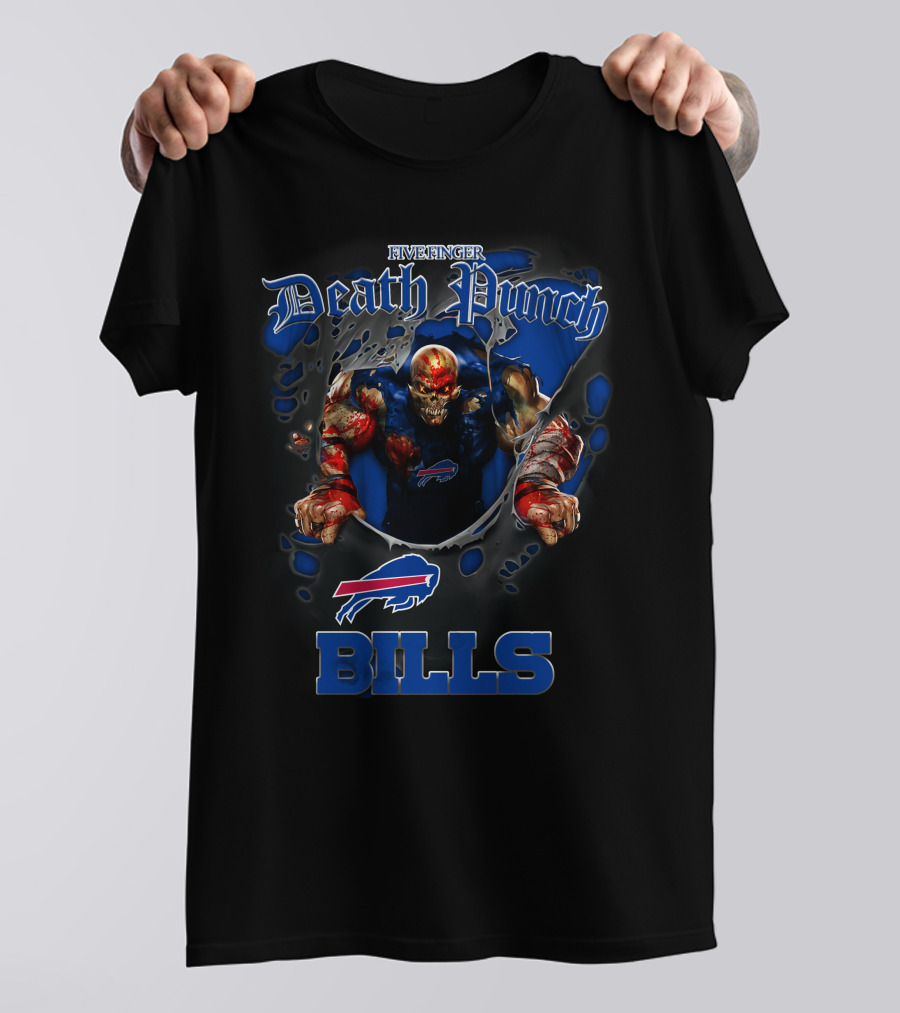Five Finger Death Punch Buffalo Bills Nfl Harley Davidson Motorcycle Biker T-Shirt