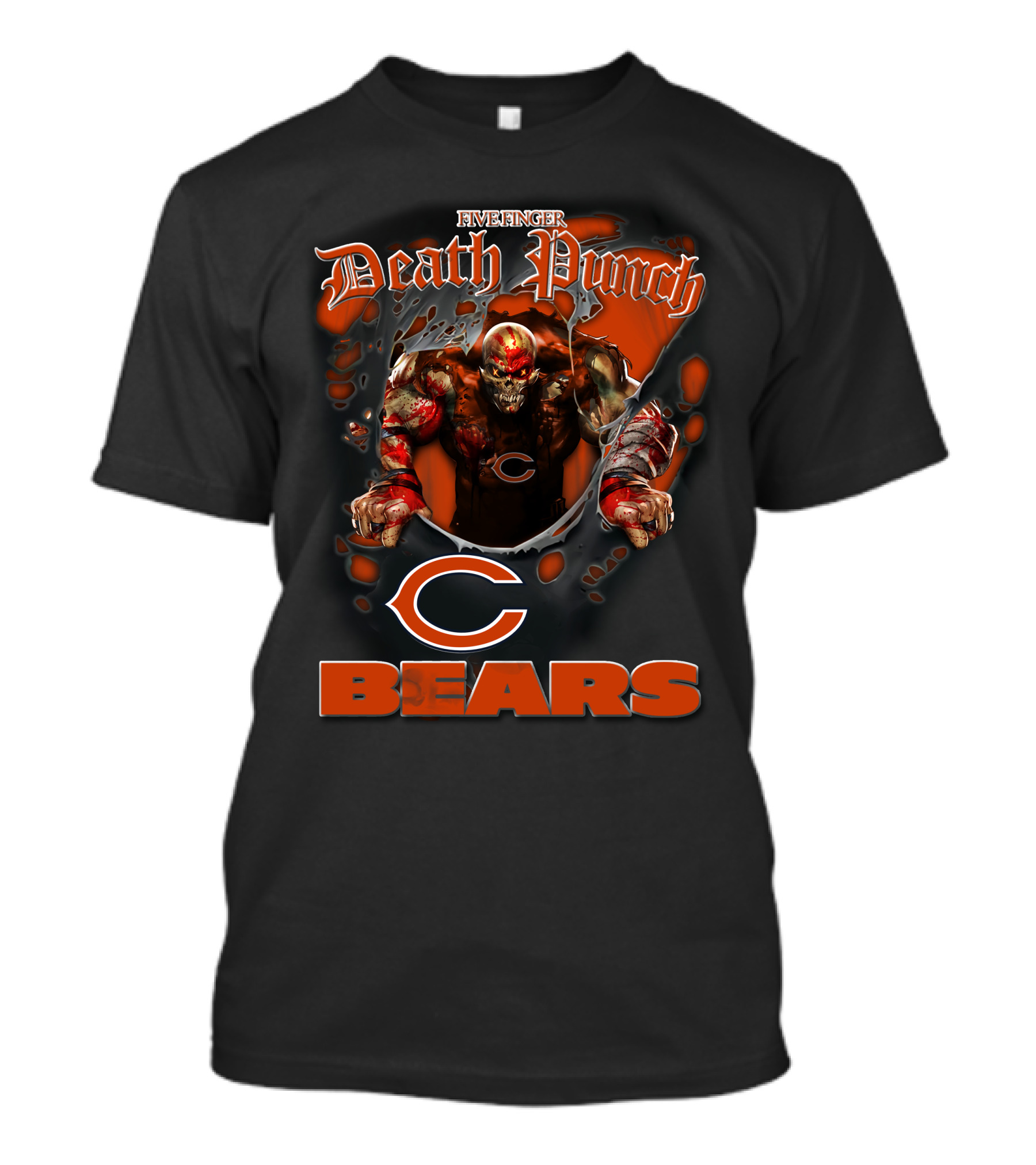 Five Finger Death Punch Harley Davidson Chicago Bears Nfl Biker T-Shirt