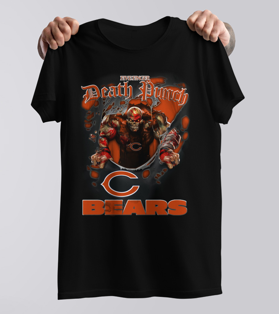 Five Finger Death Punch Harley Davidson Chicago Bears Nfl Biker T-Shirt