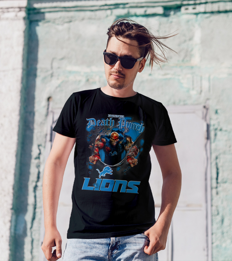 Five Finger Death Punch Detroit Lions Harley Davidson Biker Nfl T-Shirt