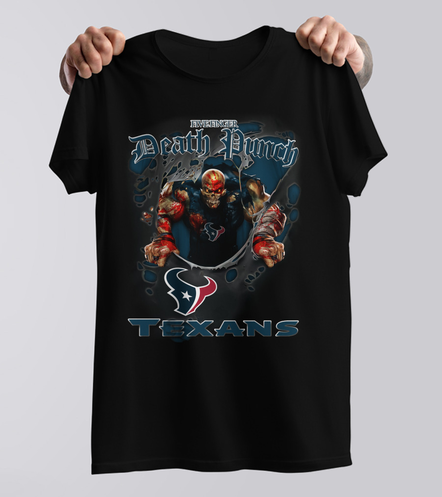 Five Finger Death Punch Harley Davidson Motorcycle Biker Nfl Houston Texans T-Shirt