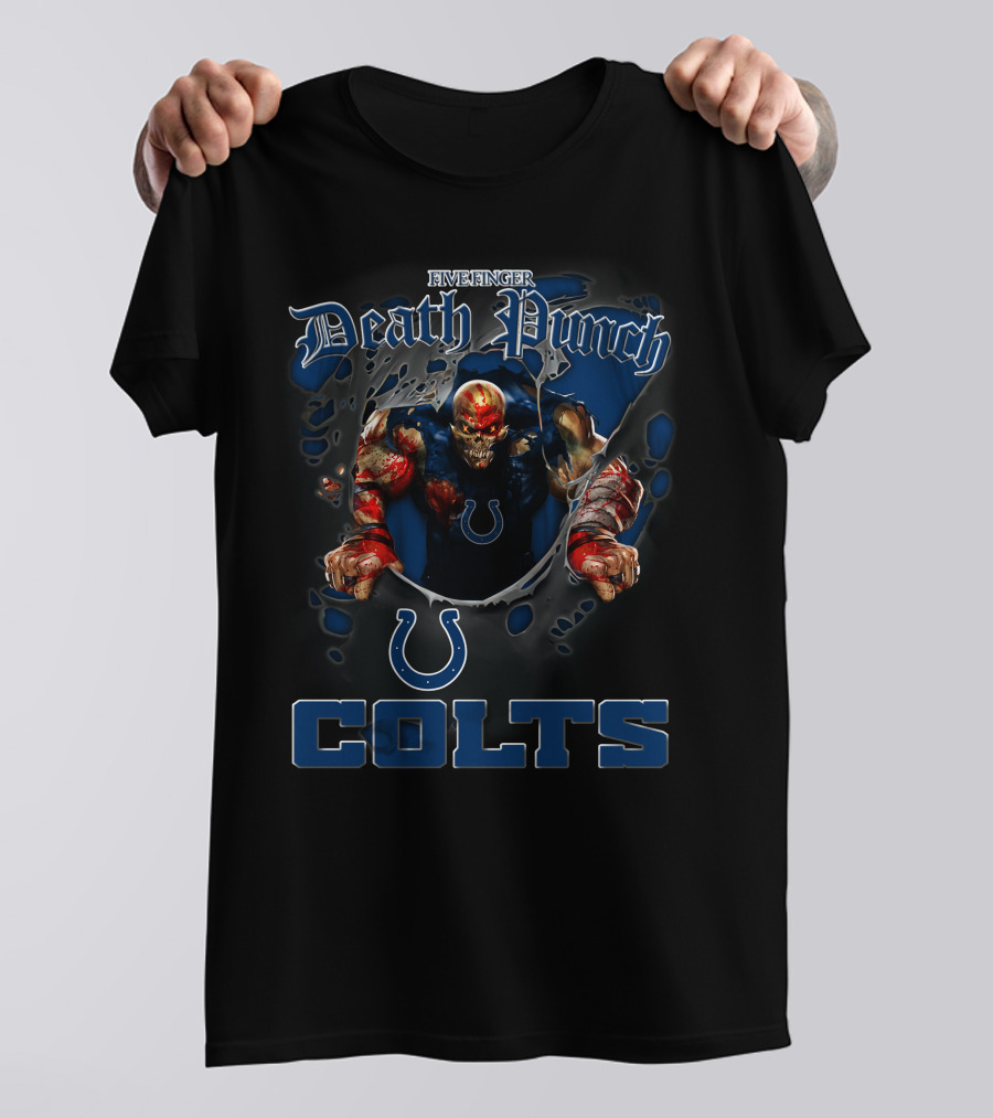 Five Finger Death Punch Nfl Indianapolis Colts Motorcycle Biker T-Shirt
