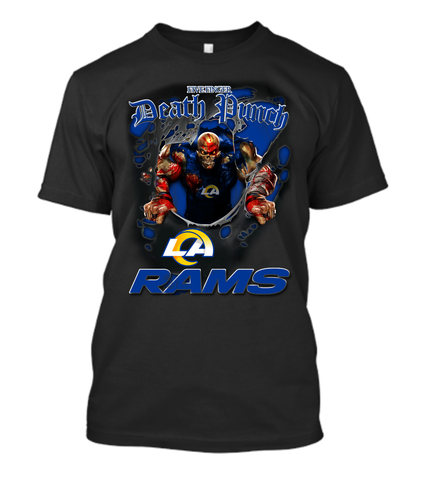 Five Finger Death Punch La Rams Harley Davidson Motorcycle Biker Nfl Los Angeles Rams T-Shirt