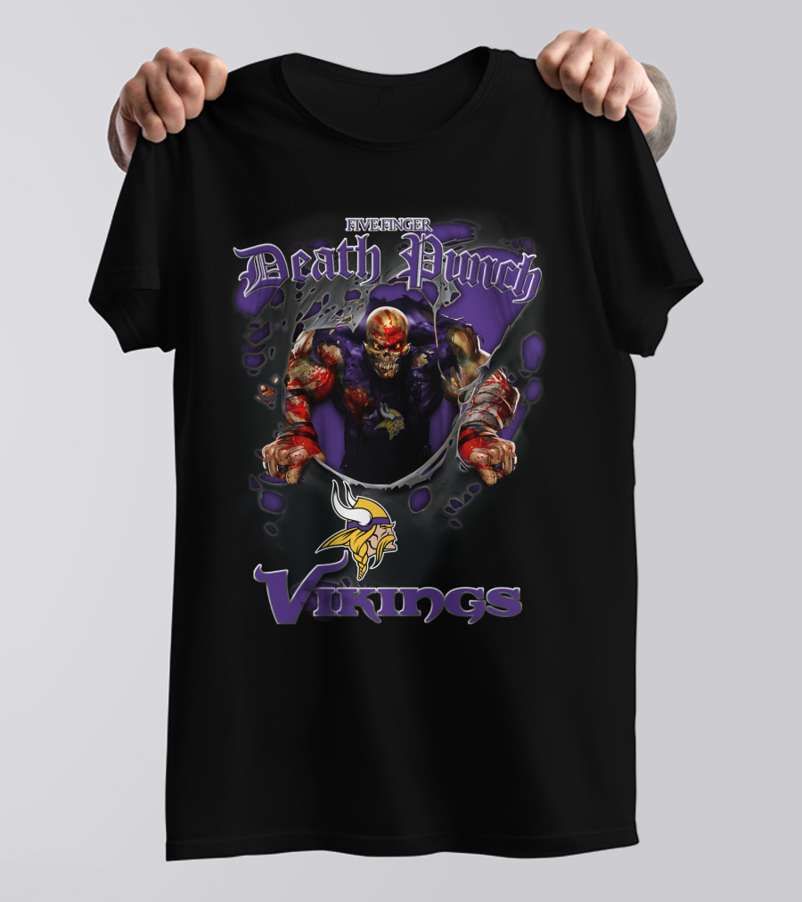 Harley Davidson Motorcycle Biker Five Finger Death Punch Nfl Minnesota Vikings T-Shirt
