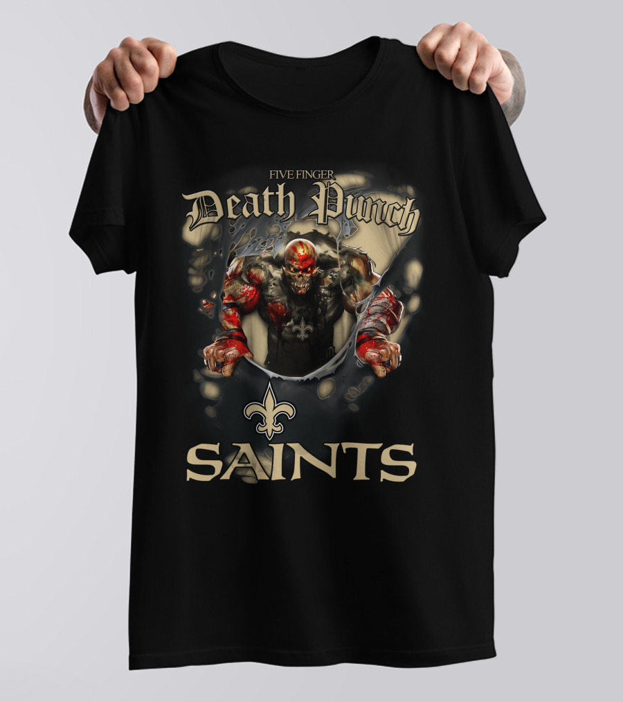 Harley Davidson Motorcycle Biker Five Finger Death Punch Nfl New Orleans Saints T-Shirt