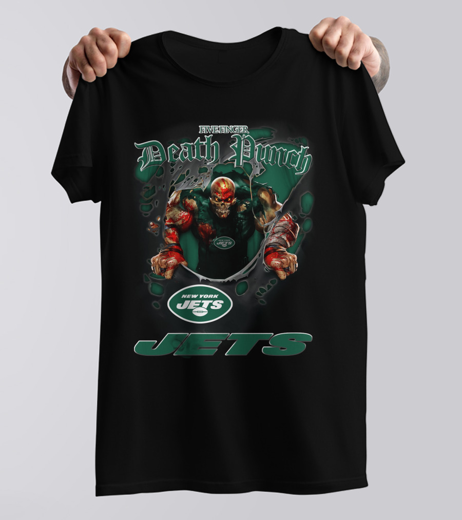 Five Finger Death Punch New York Jets Harley Davidson Motorcycle Biker Nfl T-Shirt