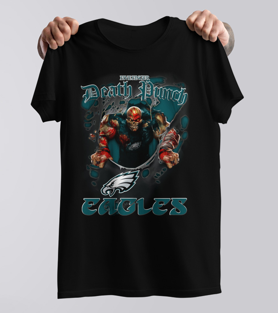 Five Finger Death Punch Eagles Harley Davidson Motorcycle Biker Nfl Philadelphia Eagles T-Shirt