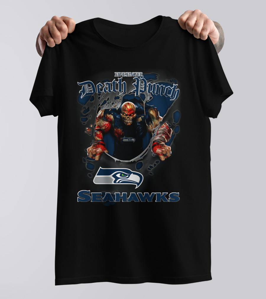 Five Finger Death Punch Seattle Seahawks Nfl Harley Davidson Motorcycle Biker T-Shirt