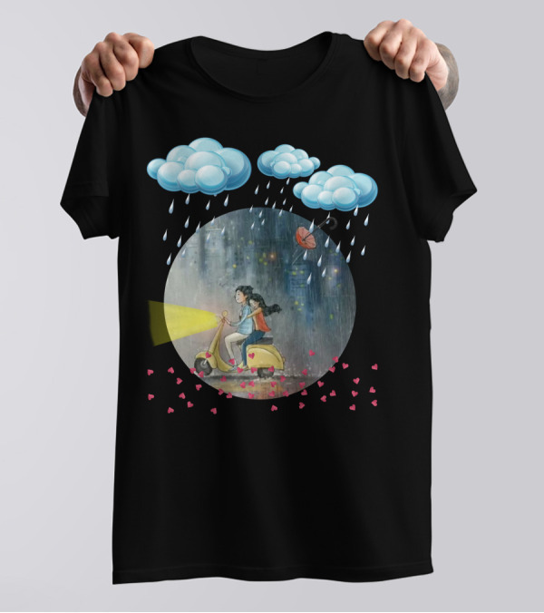 Love Rain 2 Scooter Romance Under Heart Showers T-Shirt