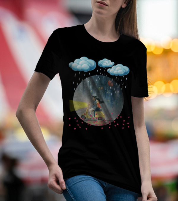 Love Rain 2 Scooter Romance Under Heart Showers T-Shirt