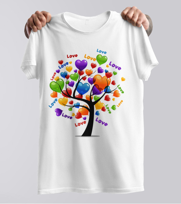 Love Tree Colorful Hearts T-Shirt