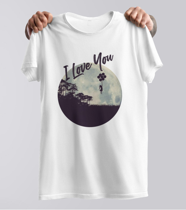 I Love You Moon Silhouette Balloons T-Shirt