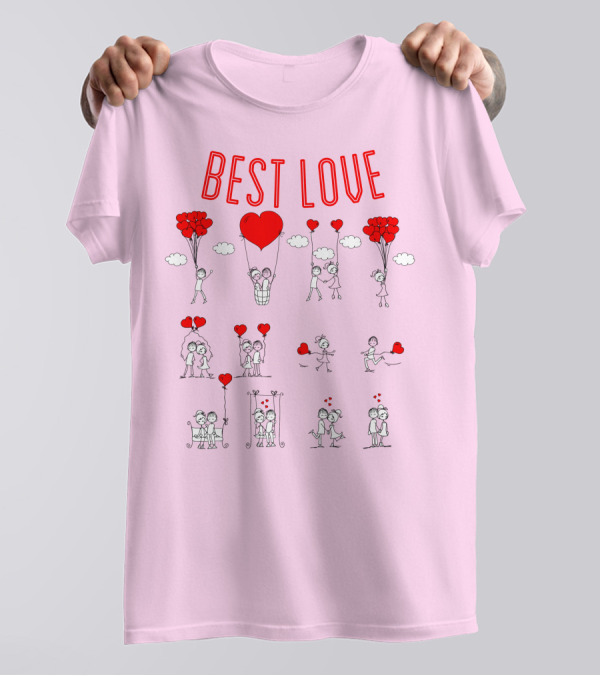 BEST LOVE Romantic Balloons Couple T-Shirt