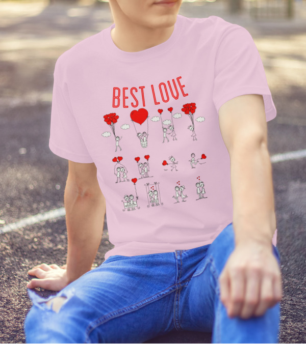 BEST LOVE Romantic Balloons Couple T-Shirt