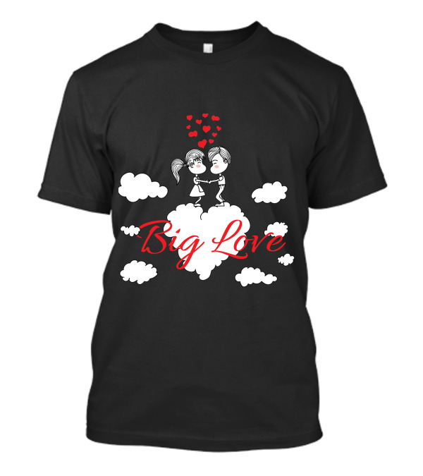 Big Love Holding Hands On Cloud With Red Hearts T-Shirt