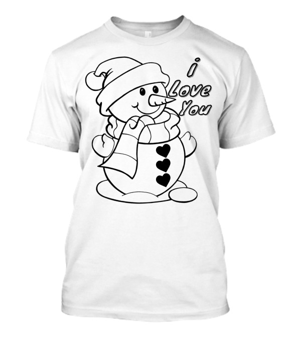 I Love You Snowman Hearts Scarf Winter T-Shirt
