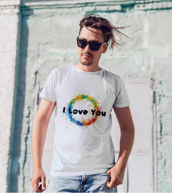 I Love You Colorful Splash Circle T-Shirt