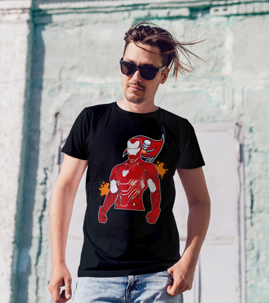 Iron Man Buccaneers Crossover With Skull Flag And Helmet T-Shirt