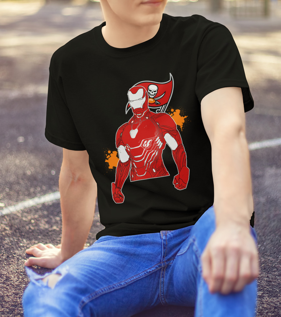 Iron Man Buccaneers Crossover With Skull Flag And Helmet T-Shirt