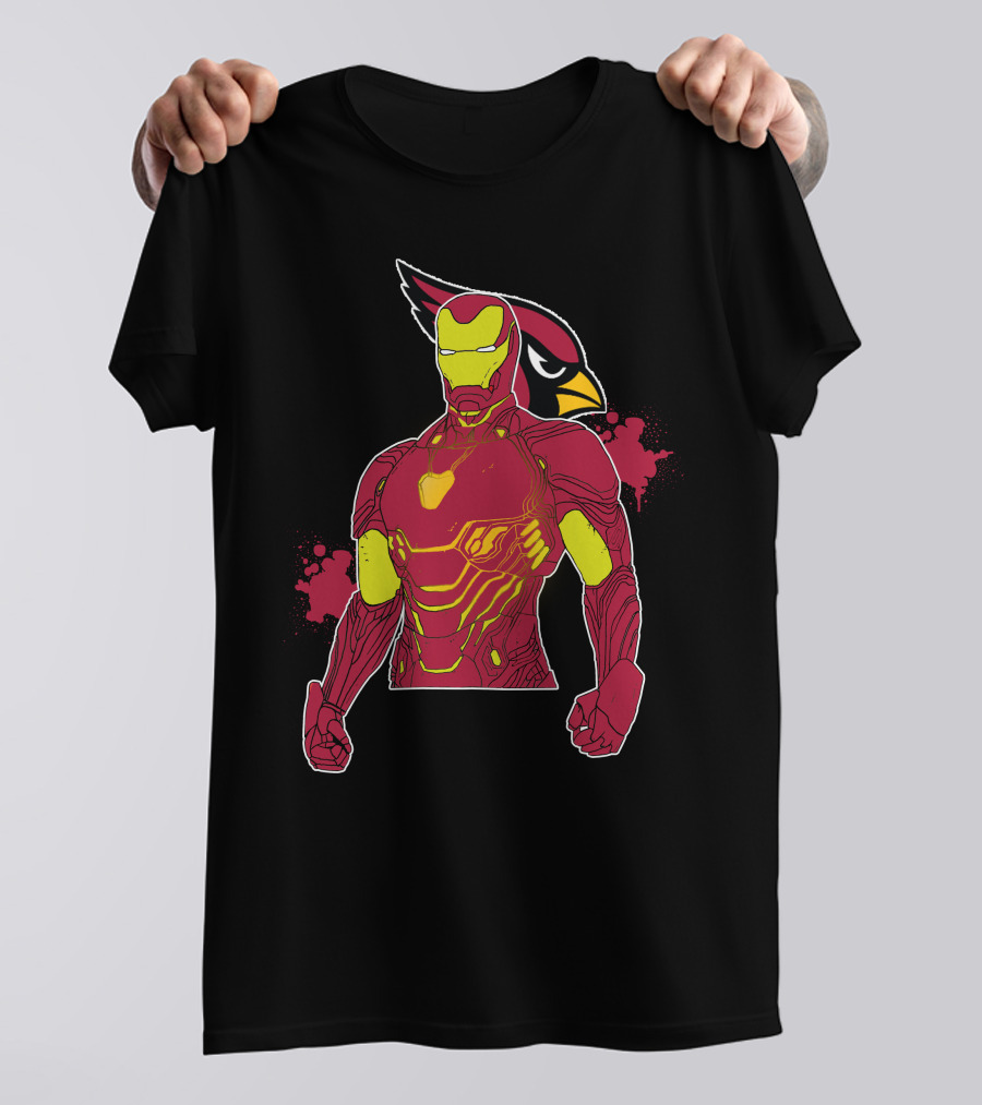 Iron Man Marvel Superhero Meets Arizona Cardinals Nfl Crossover T-Shirt