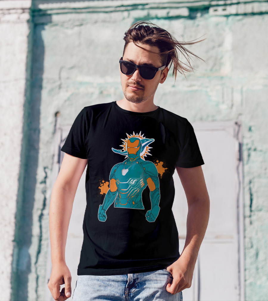Miami Dolphins Iron Man Crossover T-Shirt