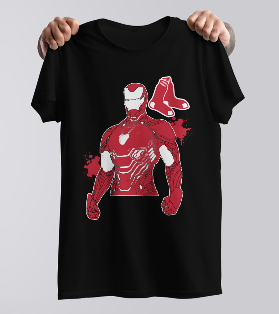 Iron Man Boston Red Sox Crossover Iconic Marvel Mlb Fusion T-Shirt