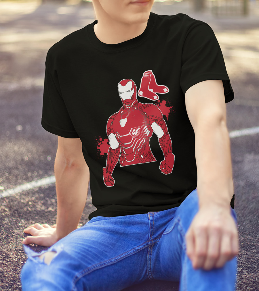 Iron Man Boston Red Sox Crossover Iconic Marvel Mlb Fusion T-Shirt