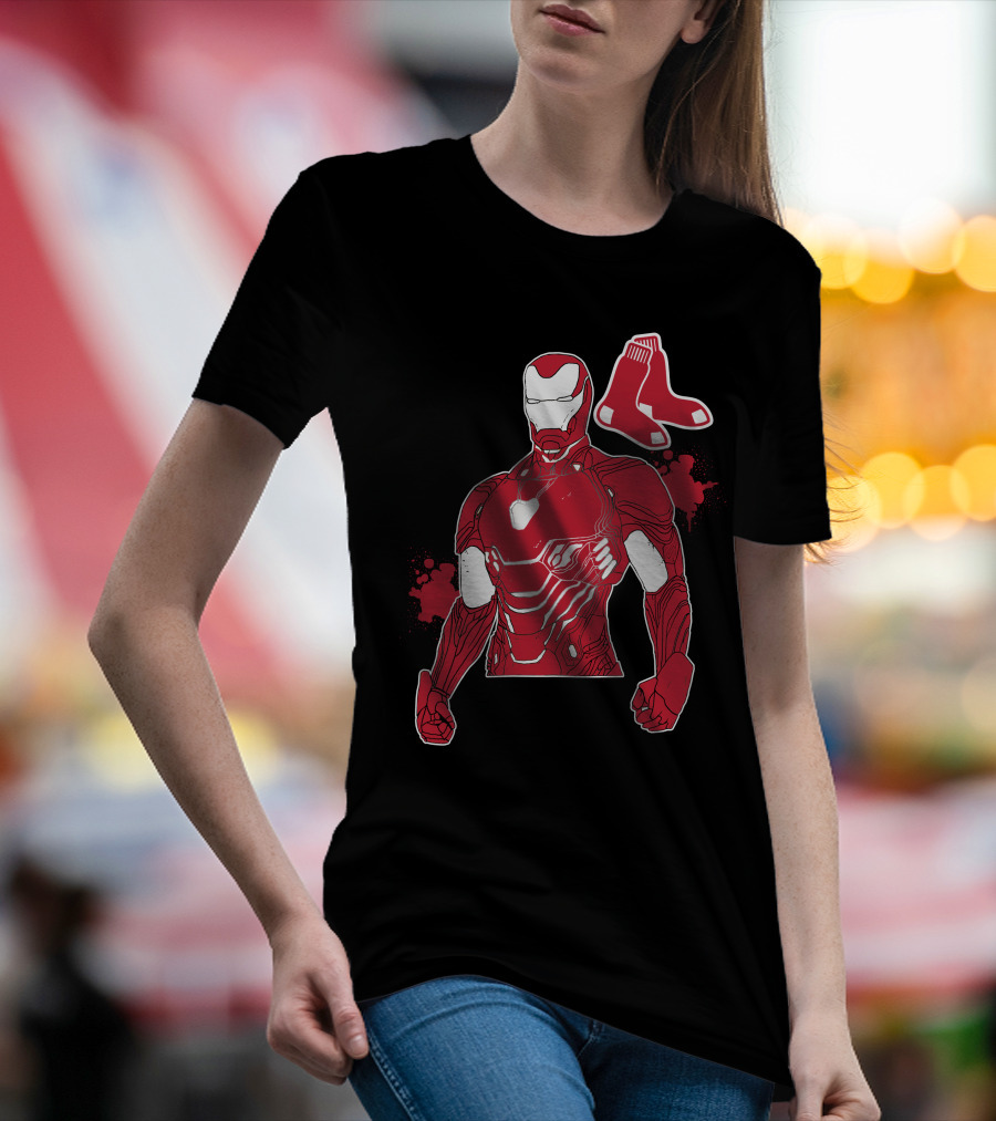 Iron Man Boston Red Sox Crossover Iconic Marvel Mlb Fusion T-Shirt