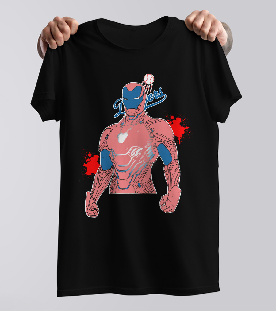 Iron Man Dodgers Baseball Fusion Heroic Crossover T-Shirt