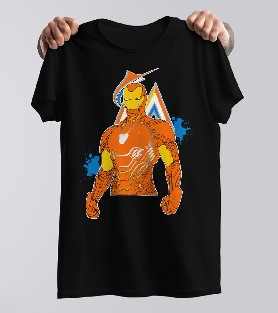 Iron Man Miami Marlins Crossover Iconic Mashup T-Shirt