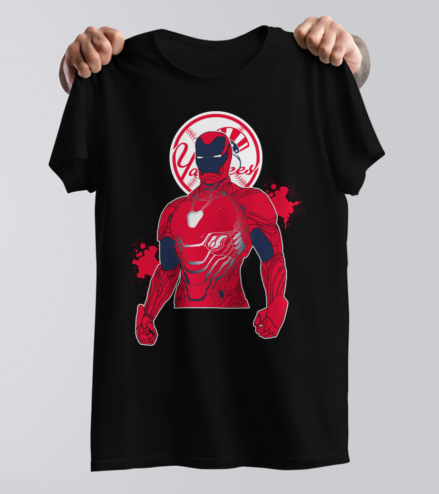 Iron Man New York Yankees Crossover Marvel Avengers Yankees Baseball Theme T-Shirt