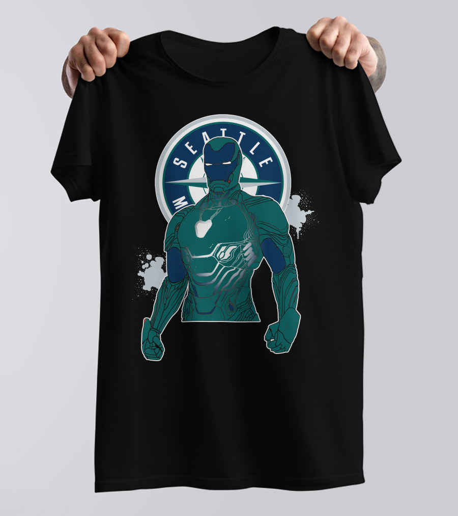 Iron Man Seattle Mariners Collaboration Marvel Crossover T-Shirt