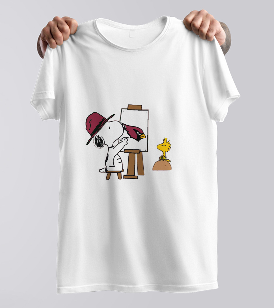 Cardinals Snoopy Painting With Woodstock T-Shirt