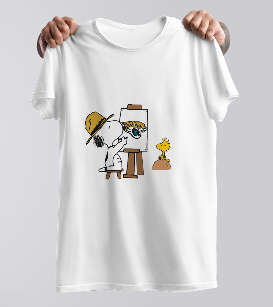 Jacksonville Jaguars Snoopy Woodstock Painting T-Shirt