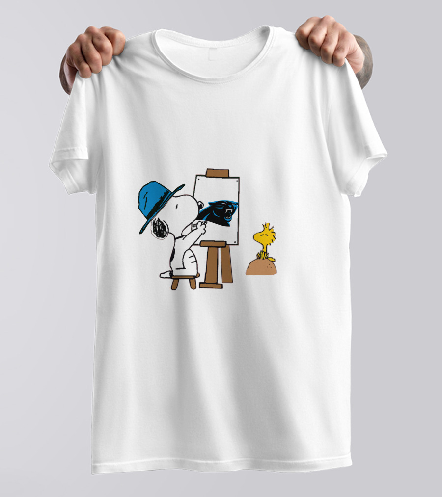 Panthers Painting With Snoopy And Woodstock T-Shirt