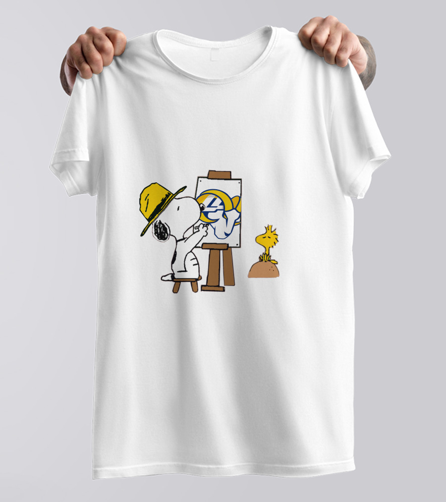 Los Angeles Rams Snoopy Painting With Woodstock T-Shirt