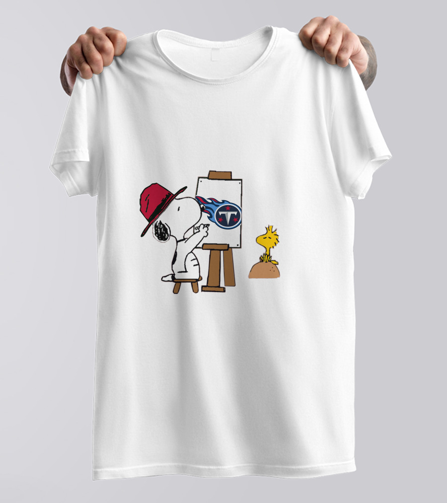 Titans Snoopy Painting With Football T-Shirt