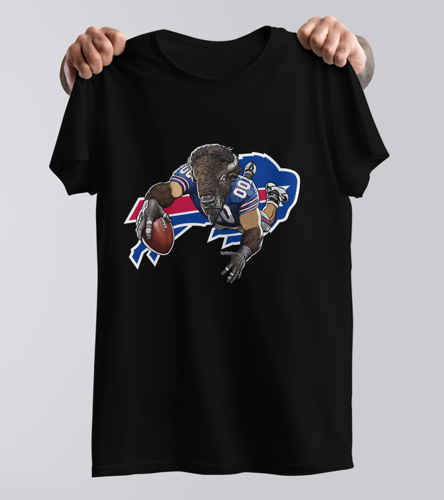Buffalo Bills Bison Mascot Diving For Touchdown T-Shirt