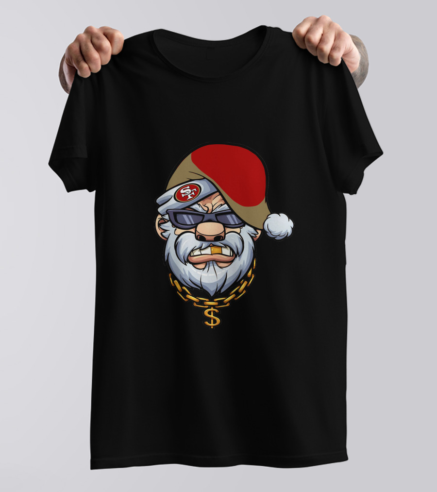 49ers Santa Gangster Chains And Shades T-Shirt