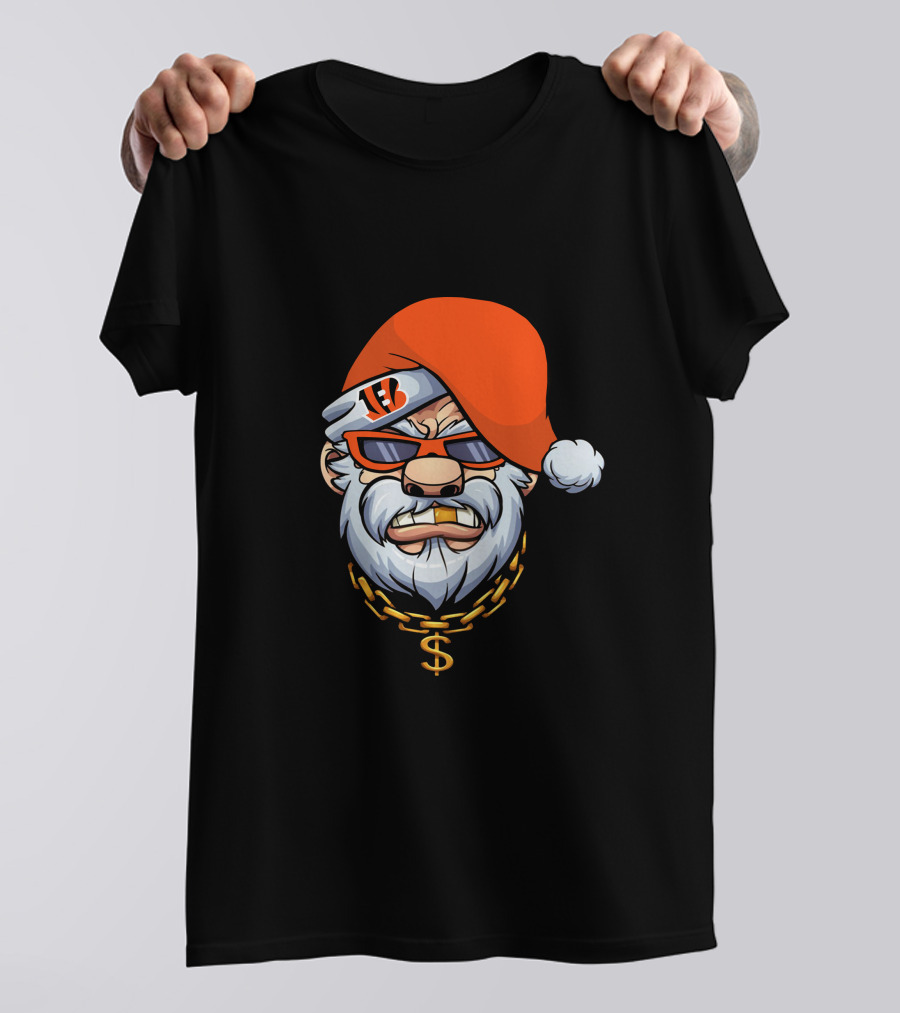 Bengals Santa Cool Shades And Chain T-Shirt