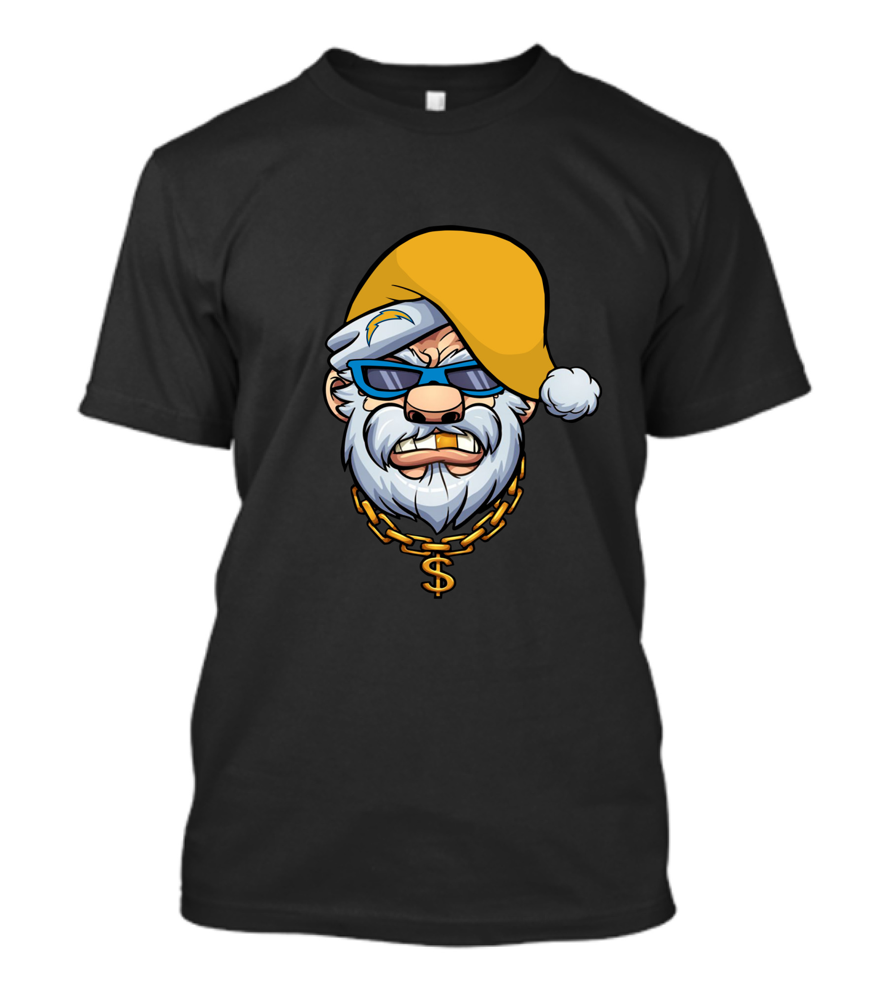 Gangster Santa Chargers Style Christmas Look With Money Chain T-Shirt