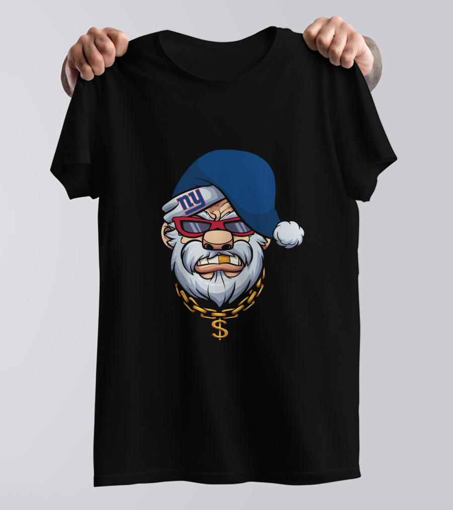 Giants Santa With Gold Chain And Gangster Style T-Shirt