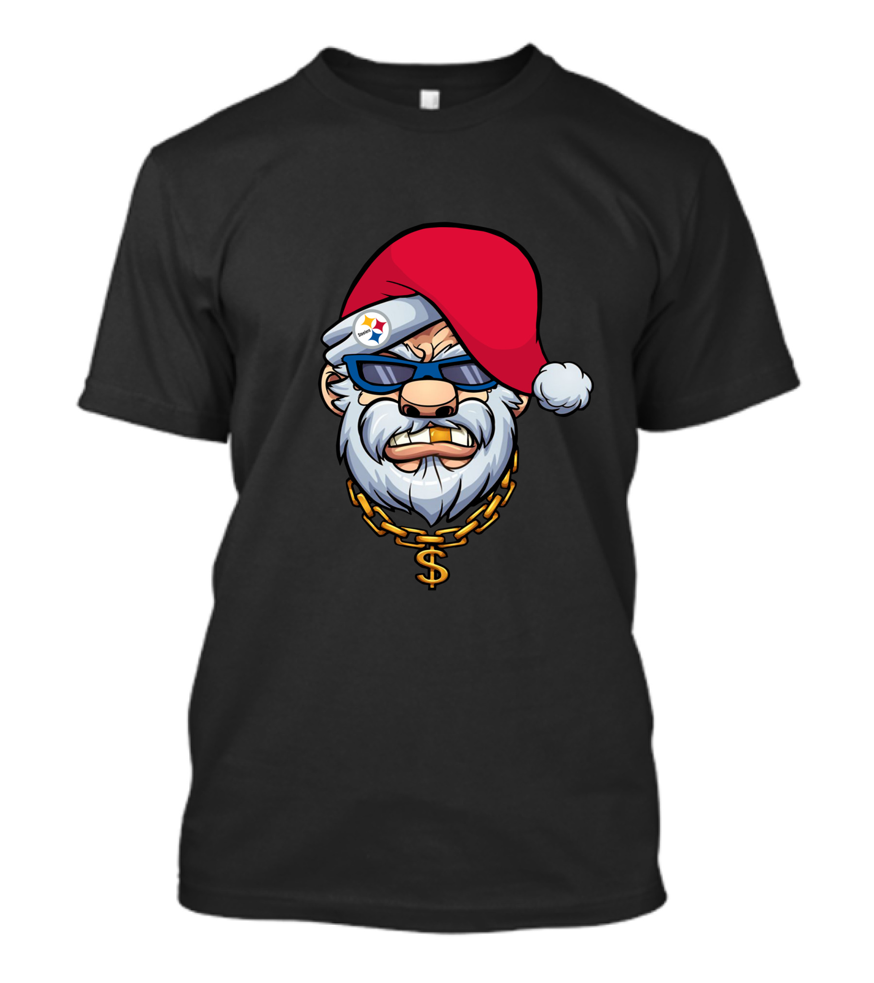 Steelers Gangster Santa Claus With Sunglasses And Gold Chain T-Shirt