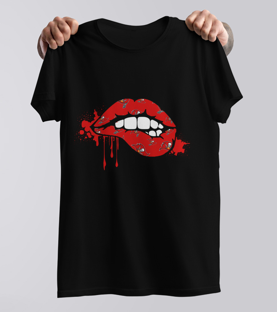 Dripping Lips Buccaneers Logo Red Splatter T-Shirt