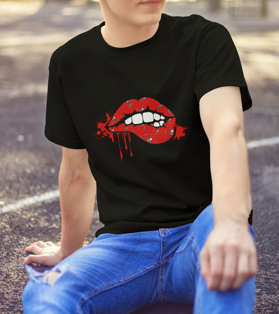 Dripping Lips Buccaneers Logo Red Splatter T-Shirt
