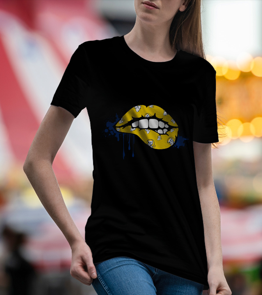 Dripping Lips Los Angeles Rams Yellow Blue Paint Splatter T-Shirt
