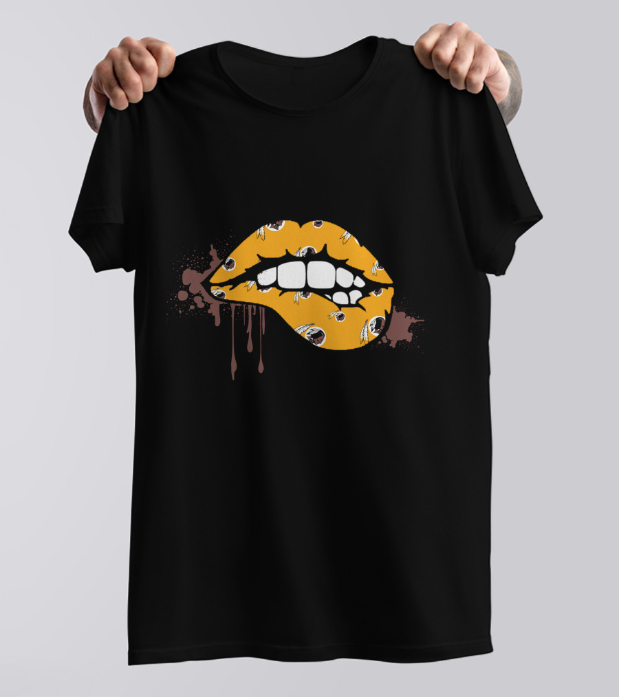 Dripping Lips Patterned With Iconic Redskins Logos T-Shirt