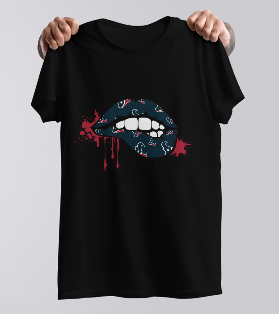 Dripping Lips With Houston Texans Logo T-Shirt