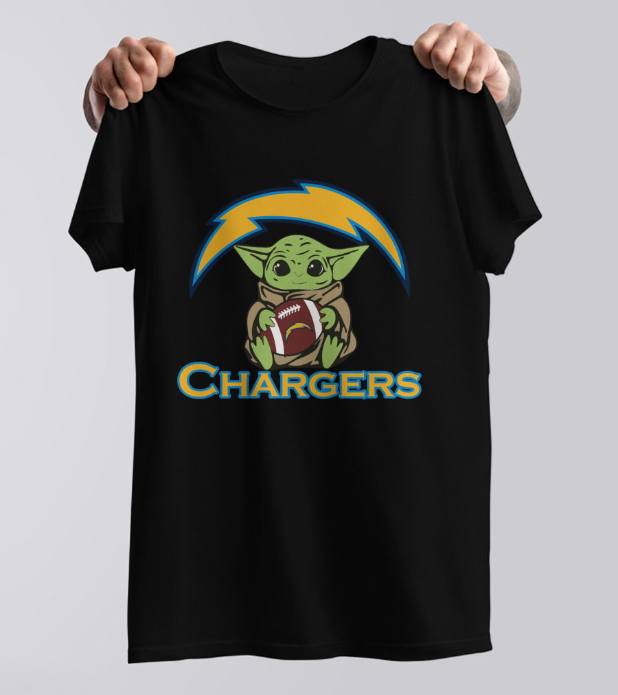 Chargers Baby Yoda Star Wars Football T-Shirt